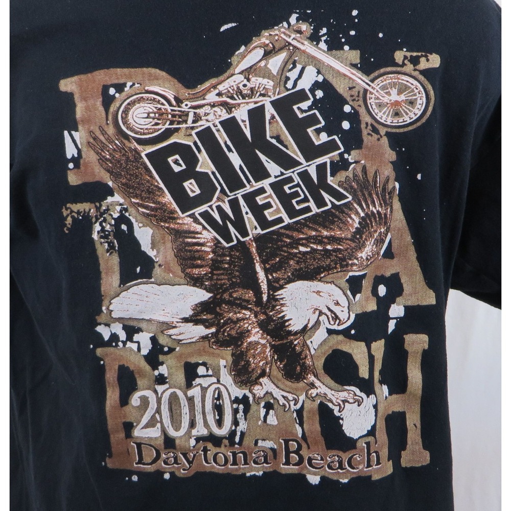2002 Datona Bike Week Tshirt Motorcycle Black 100% Cotton Eagle Graphic Large